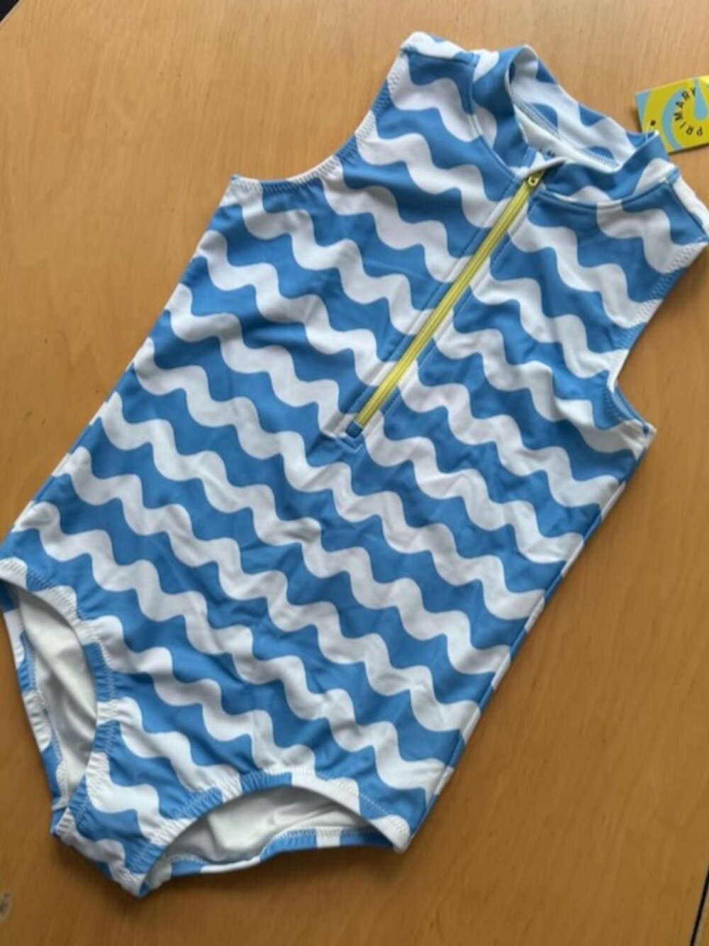NWT Primary Girls Blue and White Swim Suit